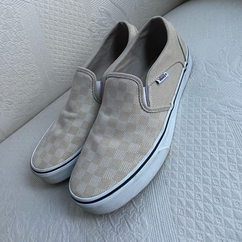 Like New Checkered Vans Slip Ons